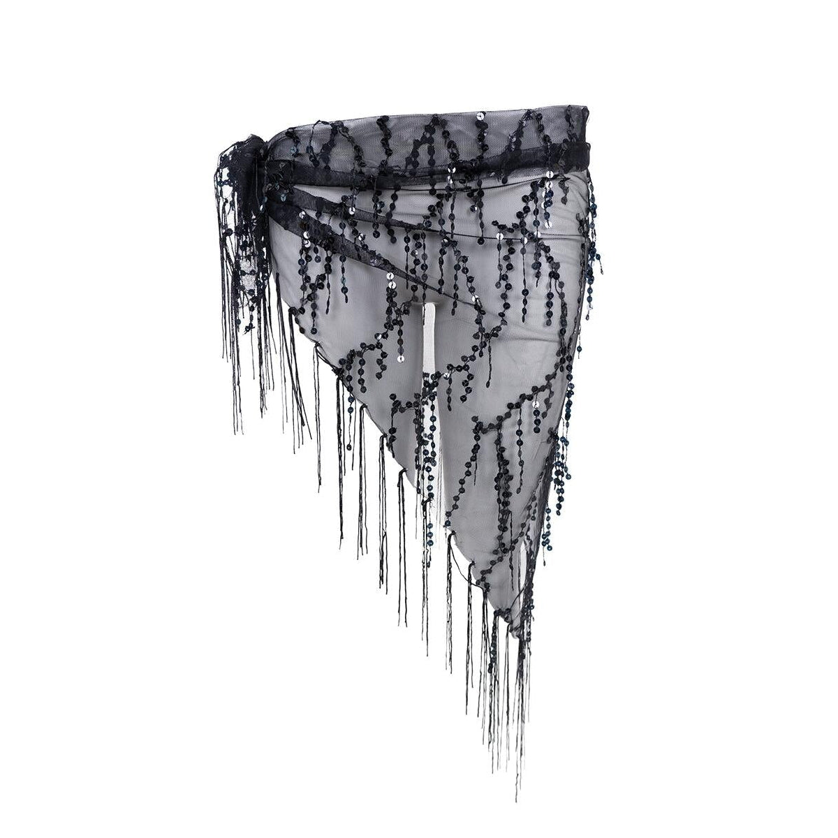 Nita Triangle Sequin tørklæde - sort